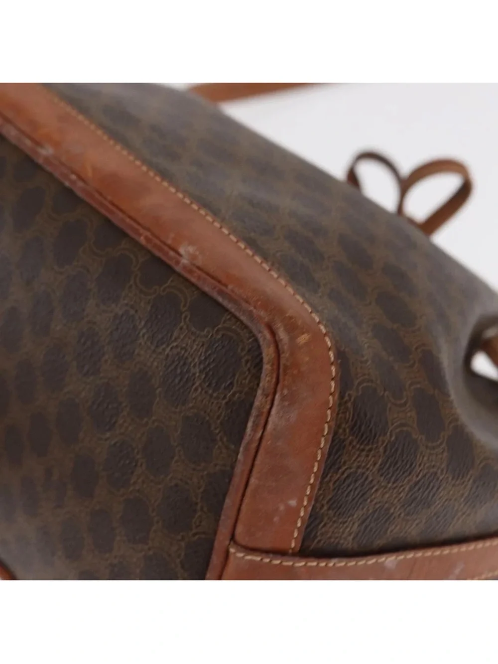 Celine Brown Monogram Drawstring Satchel